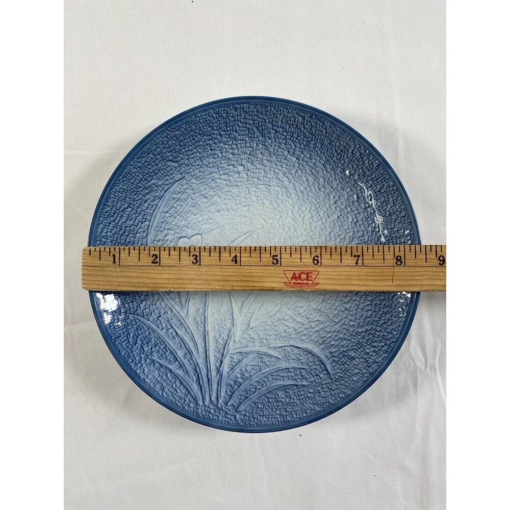 Lot of 6 Arita Mansen-style Blue White flower Textured Plate Porcelain Japan
